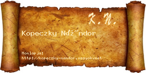 Kopeczky Nándor névjegykártya